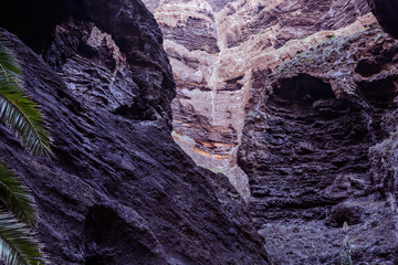 Hiking in Gorge Masca. Volcanic island. Mountains of the island of Tenerife, Canary Island, Spain.