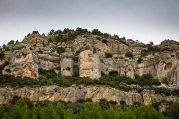 Fototapeta na wymiar natural sculptures caused by erosion in the Valley of Forcall, province of Castellon, Spain