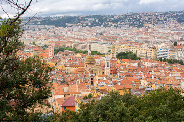 View to the Cathedral of Saint Reparata and city of Nice, France