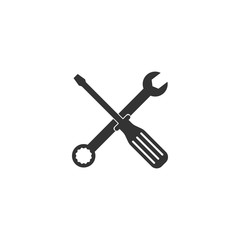 Spanner and screwdriver tools icon isolated. Service tool symbol. Flat design. Vector Illustration