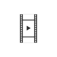 Play Video icon isolated. Film strip with play sign. Flat design. Vector Illustration