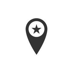 Map pointer with star icon isolated. Star favorite pin map icon. Map markers. Flat design. Vector Illustration