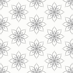 linear vector pattern, repeating abstract leaves, gray line of leaf or flower, floral. graphic clean design for fabric, event, wallpaper etc. pattern is on swatches panel.