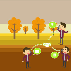 Businessmen Coworkers Conference Call Conversation Discussion Mobile Phones Business Empty template for Layout for invitation greeting card promotion poster voucher