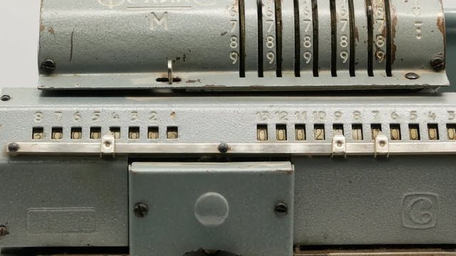 Old soviet mechanical calculator adding machine 4k