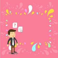 Young Male Businessman Office Worker Standing Searching Problem Solution Design business concept Empty copy text for Web banners promotional material mock up template