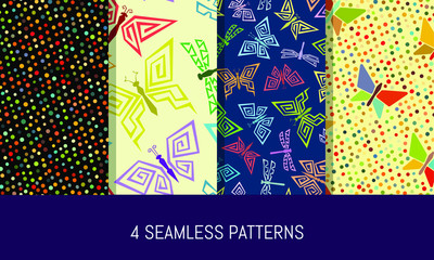 Fototapeta premium Seamless patterns set. Abstract backgrounds. Vector illustration.