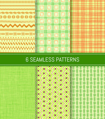 Seamless patterns set. Abstract backgrounds. Vector illustration.