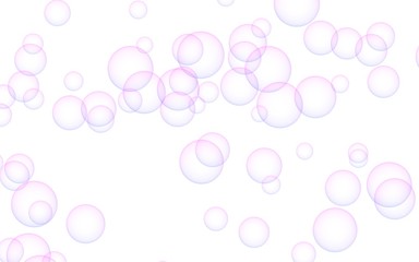 Pink colored background with purple bubbles. Wallpaper, texture purple balloons. 3D illustration