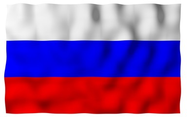 Waving flag of the Russian Federation. The National. State symbol of the Russia. 3D illustration
