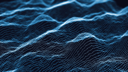 3d abstract digital technology background. Futuristic sci-fi user interface concept with gradient dots and lines. Big data, artificial intelligence, music hud. Blockchain and cryptocurrency