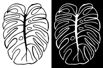 palm leaf herb floral hand drawn sketch black and white doodle