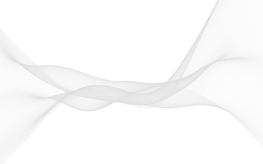 White abstract background. Fluttering white scarf. Waving on wind white fubric. 3D illustration