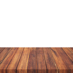 Empty wood table on isolate white background and display montage for product.