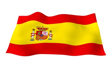 The flag of Spain. Official state symbol of the Kingdom of Spain. Concept: web, sports pages, language courses, travelling, design elements. 3d illustration