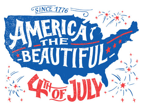 America the beautiful Fourth of July greeting card