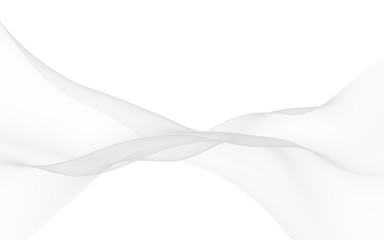 White abstract background. Fluttering white scarf. Waving on wind white fubric. 3D illustration