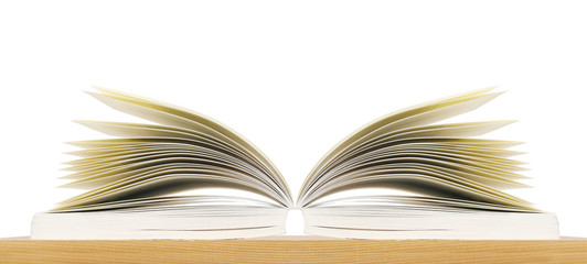 Composition with open hardcover books