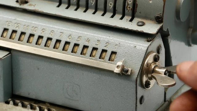 Old soviet mechanical calculator adding machine 4k