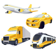 Vector Transport logistics and transportation. Global courier delivery services. Engraved ink art.
