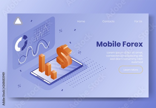 Digital Design Isometric Concept Scene Of 3d Icons For Mobile Forex - 