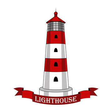 Vector image of a lighthouse on a white background.