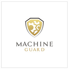 Machine Gears with Protective Shield Logo Design