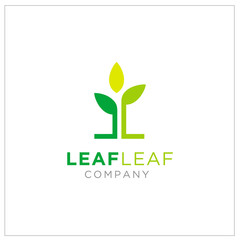 Initials double L with Plant Leaf for Growth, Finance, or Cultivation Logo design