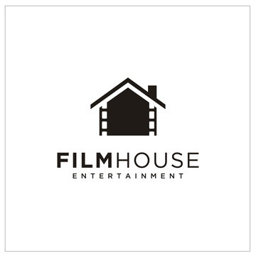 House Film Stripes for Cinema Video Movie Home Production or Photography Studio Logo Design