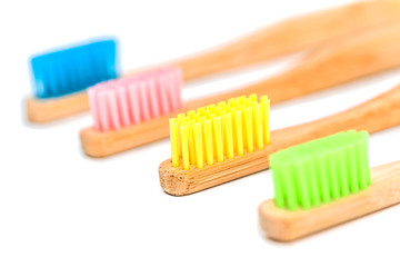 bamboo toothbrush isolated on the white background