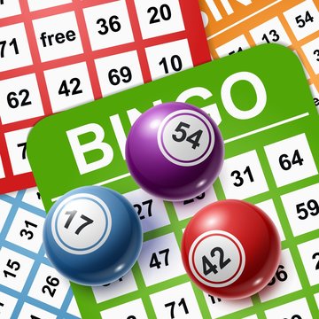 Bingo balls on a Background of Cards. Vector illustration