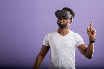 Man wearing virtual reality headset