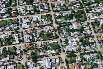 Aerial image showing neighbourhoods in the city of Rosario