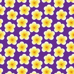 Seamless Plumeria flowers. Beautiful tropical jungle fabric pattern background