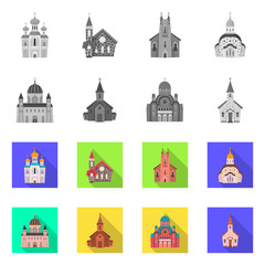 Fototapeta premium Vector design of cult and temple icon. Collection of cult and parish stock symbol for web.