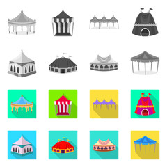 Vector illustration of roof and folding sign. Set of roof and architecture stock vector illustration.