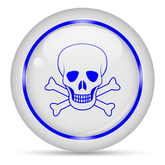 Skull icon. White glossy round vector icon in eps 10. Editable modern design internet button on white background.