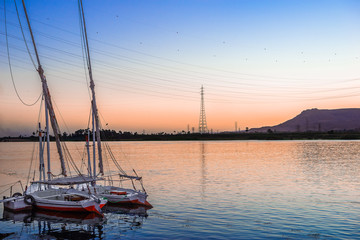 Moored boats on Nile