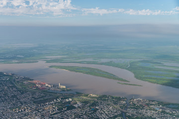 Aerial image of the Paraná Delta (Spanish: Delta del Paraná) is the delta of the Paraná River in...