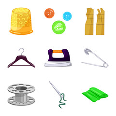 Isolated object of atelier and sewing logo. Collection of atelier and tailoring stock vector illustration.