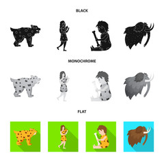 Vector illustration of evolution and neolithic icon. Set of evolution and primeval vector icon for stock.