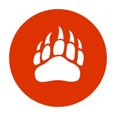Vector bear paw footstep silhouette for logo, icon, poster, banner. Wild animal paw print with claws. The trail of bear, imprint.Wildlife story, problems of ecology, sign of hunters, brave men symbol