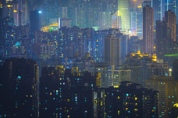 Fototapeta na wymiar Cityscape of Chongqing in China illuminated at night .