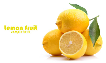 Lemon fruit on white background