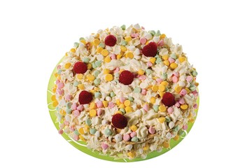 Beautiful view of homemade birthday cake isolated. Beautiful holidays baclgrounds.