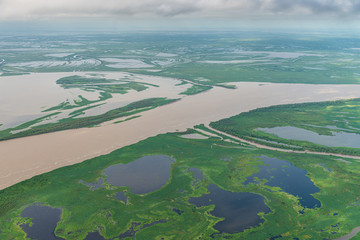 Aerial image of the Paraná Delta (Spanish: Delta del Paraná) is the delta of the Paraná River in...