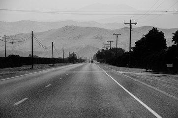 Fototapeta na wymiar Lonley Highway in Black and White