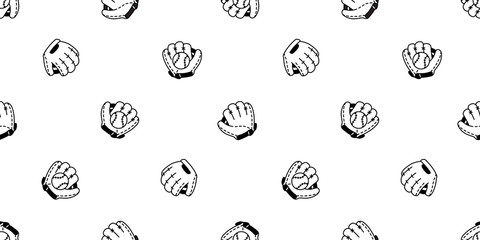 baseball Seamless pattern vector soft ball glove sport repeat wallpaper tile background scarf isolated illustration