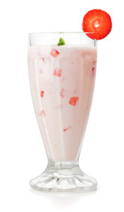 glass of cocktail with strawberry isolated on white background