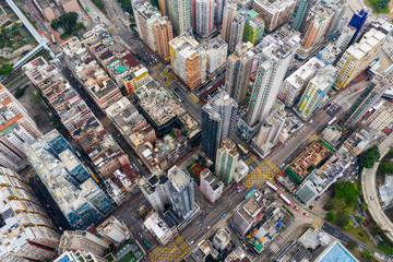 Top down view of Hong Kong downtown